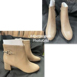 New Bandolino BN Masie Dressy Manmade Square Block Heel Bootie Nude 9M 9 M